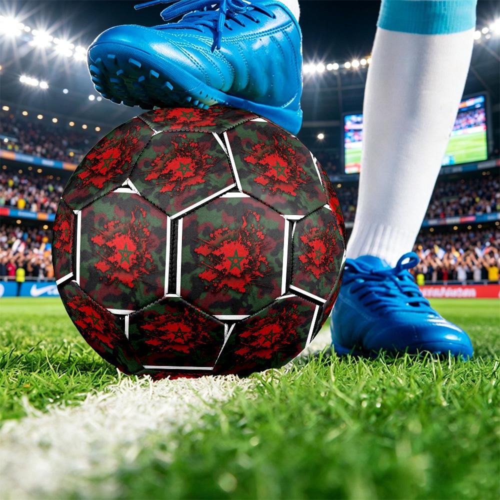 Morocco Football Printed Size 5 Soccer Ball Wear Resistant Standard Adult Training Football Fan Gift for Indoor Outdoor Match Sports