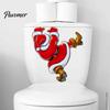 Humorous Xmas Restroom Decorations Christmas Toilet Sticker, Funny Santa Claus Seat Decal, Waterproof Durable Decals for PVC Holiday Bathroom