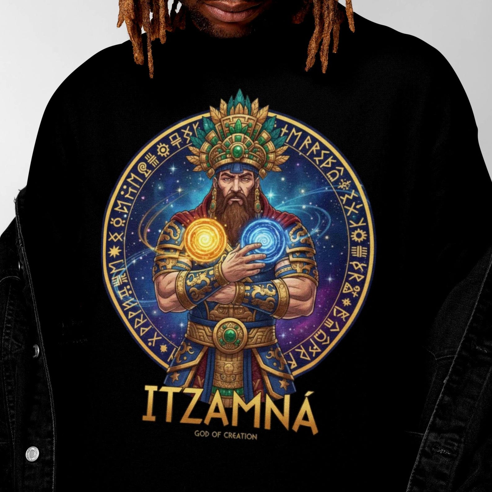 Itzamná T-Shirt | Aztec Mythology | Vintage Aztec God Tee S