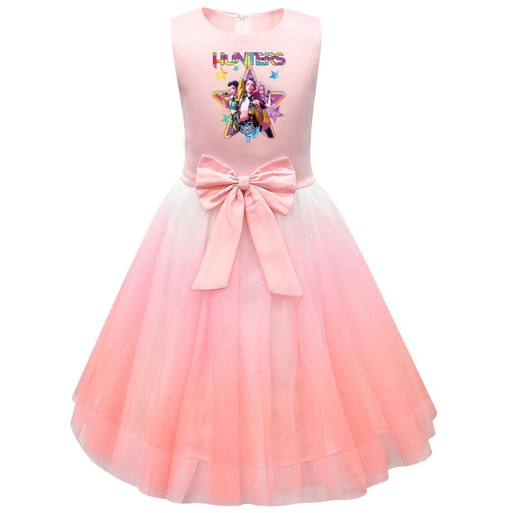 

Детское платье принцессы POP Суперзвезда с принтом Руми, с бантом, без рукавов, сетчатая пачка 150cm