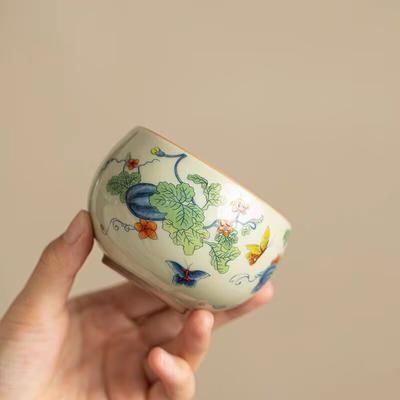 Dehua Tea Set, Secret Yellow Luohan Teacup, Ceramic Tea Set, Master Cup, Meditation Cup, Pure Handmade Copper Coin Bottom Kung Fu Tea Set