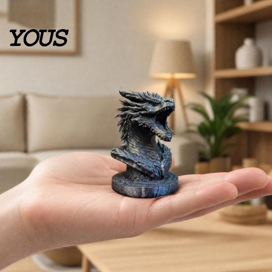 Desktop Dragon Decoration Head Figurine, 3D Printed Fantasy Statue, Mythical Black Sculpture Animal for Home Office Desk Decor, Gift Collectors Scale