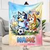 Bluey Bingo's Soccer Adventure Customize Your Name Blanket Gift Customizable Blanket Soft Warm Cozy Great for Nap Livingroom Picnics Office Chair
