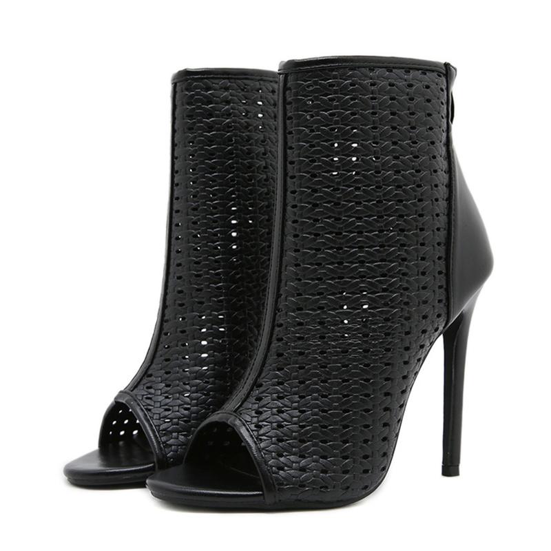 

Модная Liyke Весна Осень Ажурная Конопляная Сетка Женские Ботильоны Сексуальный Открытый Носок 11СМ Шпилька Высокий Каблук Вечеринка Выпускной Обувь Женские Ботильоны 35 чёрный