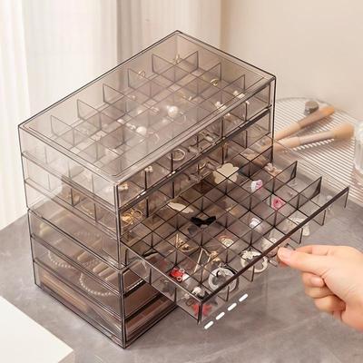 Schmuckaufbewahrungsbox, Armband, Ohrringe, Ohrstecker, Ohrringe, Armband 72 Fächer, neue Schublade mit Oxidationsschutz, transparente Acrylbox.
