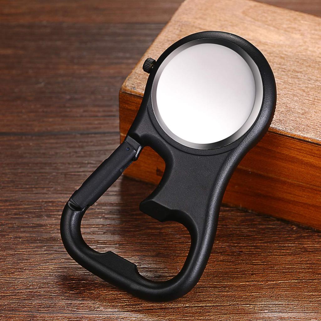 JEWELRYWE Carabiner Watch Pocket Watch Luminous Dial Nurse Watch Keychain Easy To Carry Convenient Unisex Black