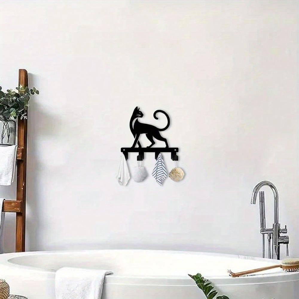 Bohemian Style Metal Cat Key Hook Wall Mount Key Holder Organizer For Home Office Decor