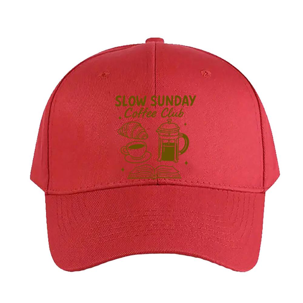 Slow Sunday Coffee Club Reading Lover Caps Summer Adult Baseball Cap Adjustable with Curved Brim Duckbill Hat Sun Hats