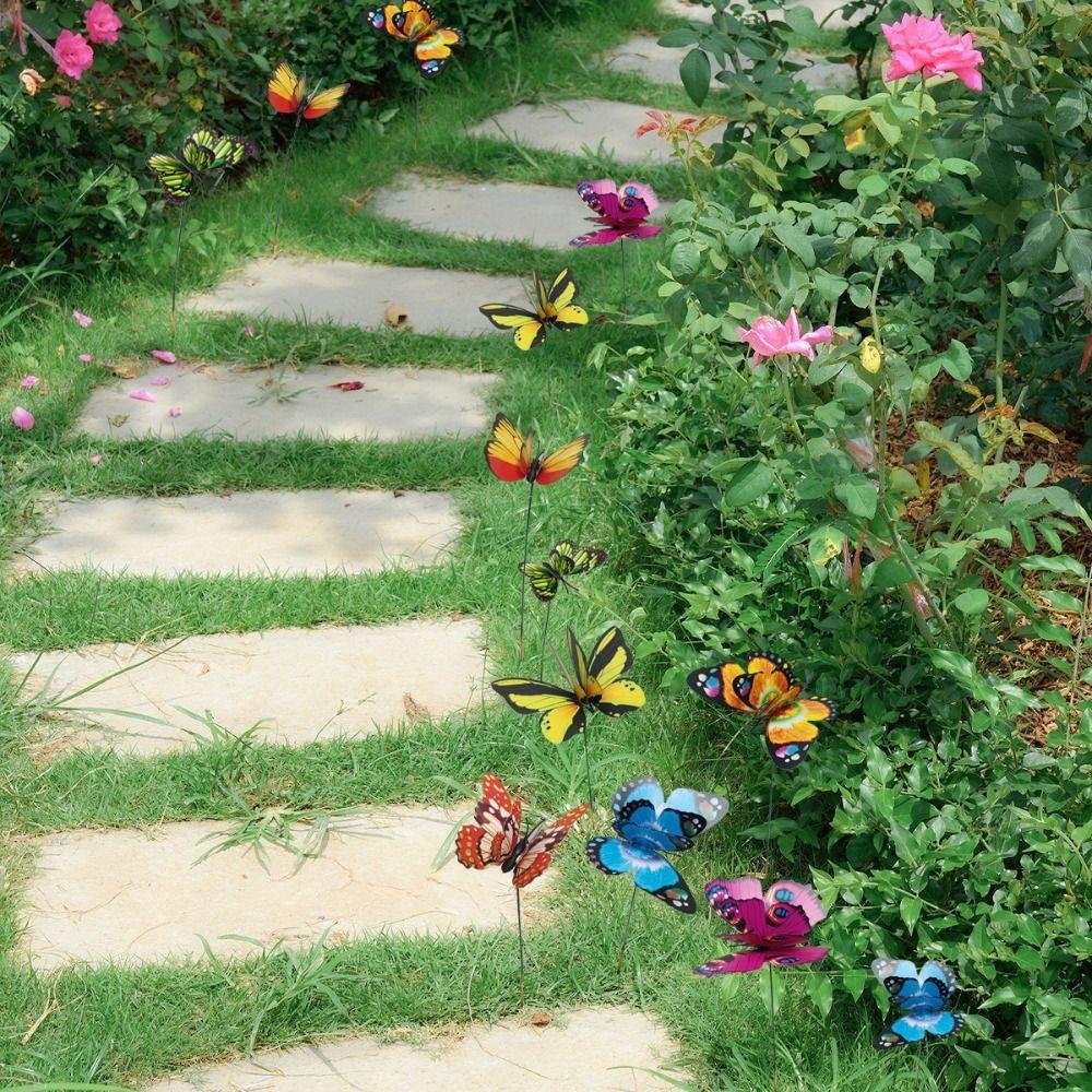 10pcs Colorful Decorative Garden Stakes Creative Garden Floor Plugs Crafts Flower Ground Stake  Yard