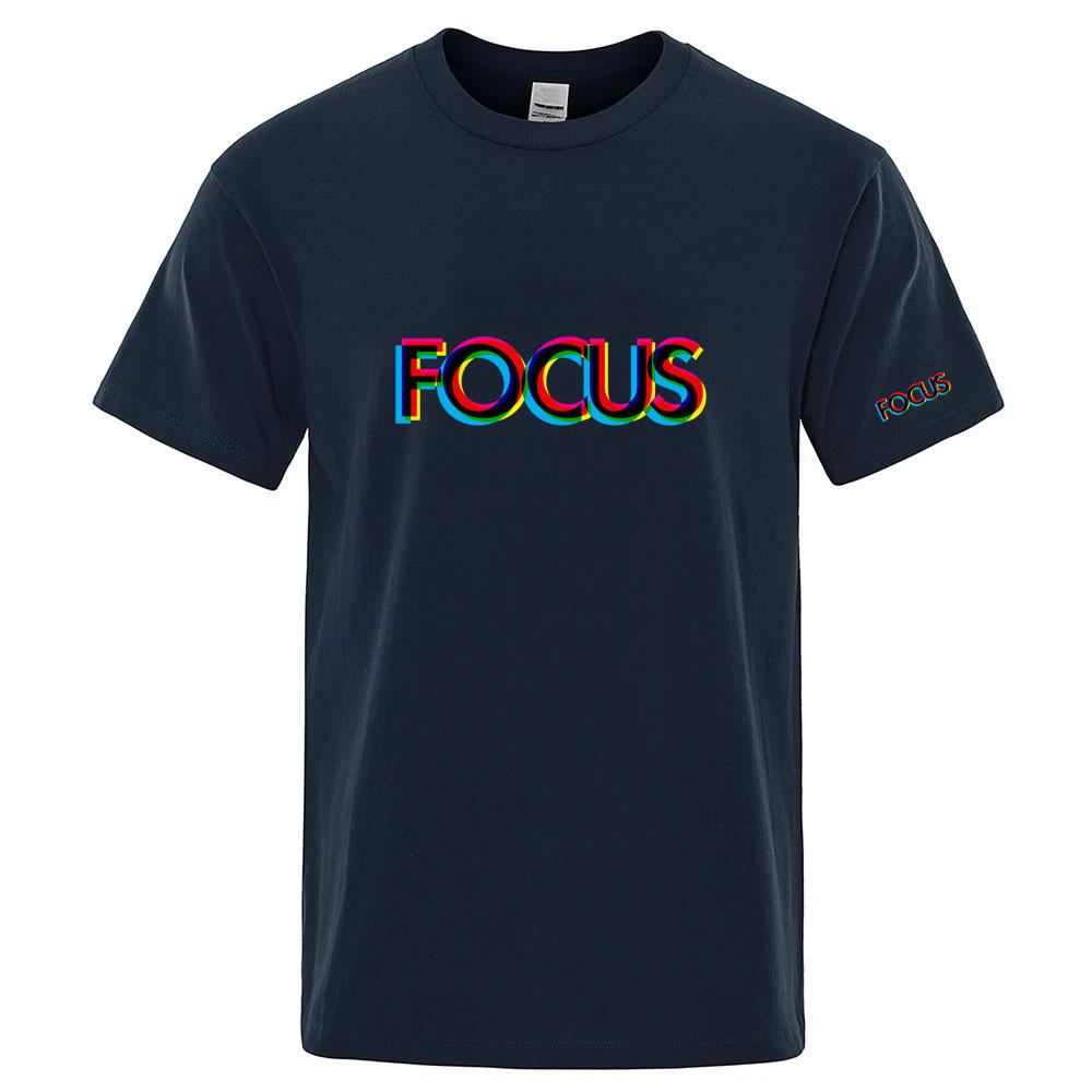 Focus Letter 2025 Unisexs Fashion Trendy Round Neck Tshirt Versatile Short Sleeve Shirt Outdoor Trendy Breathable Fashion Top