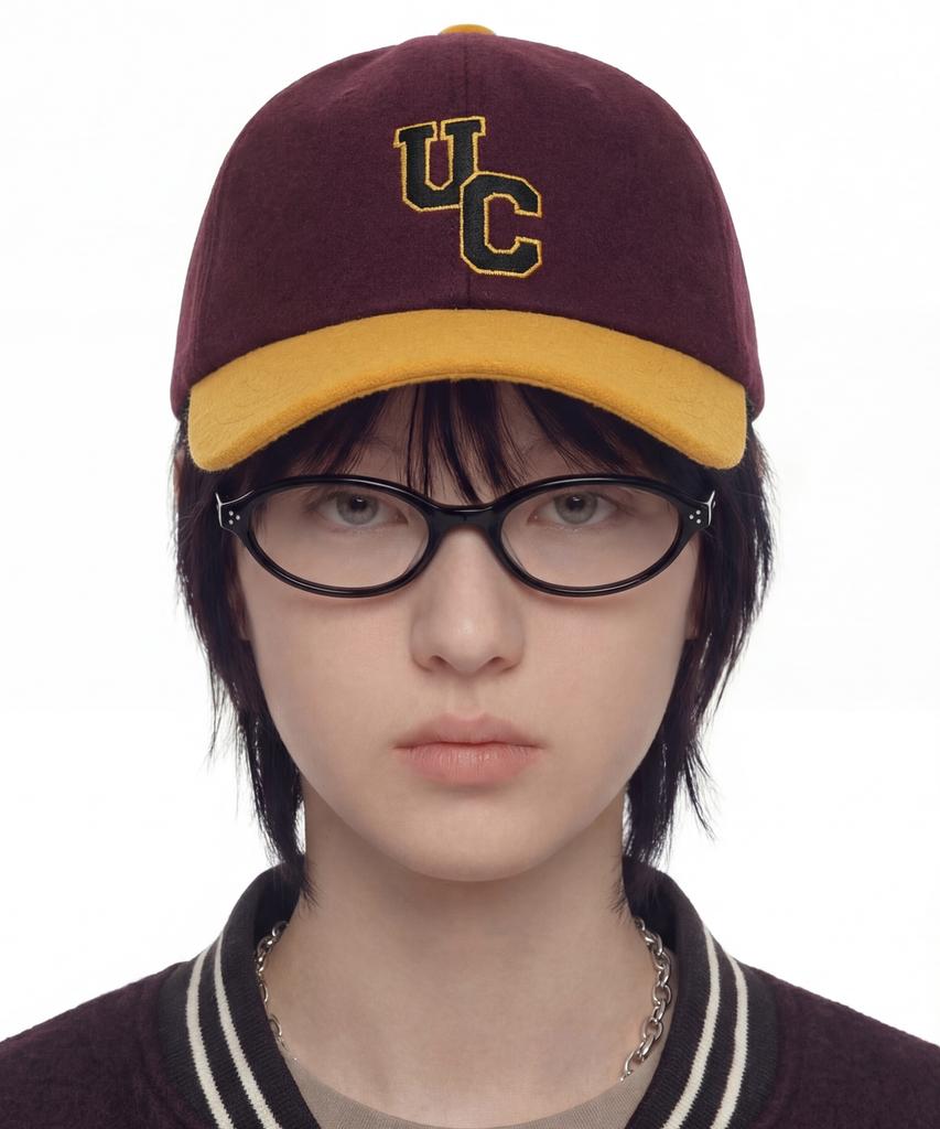 Eondeokeonteulol Unisex Autumn/Winter Flannel Color Block Soft Top Ball Cap Baseball Cap Sports Crew / Authentic B B / Wine Flannel