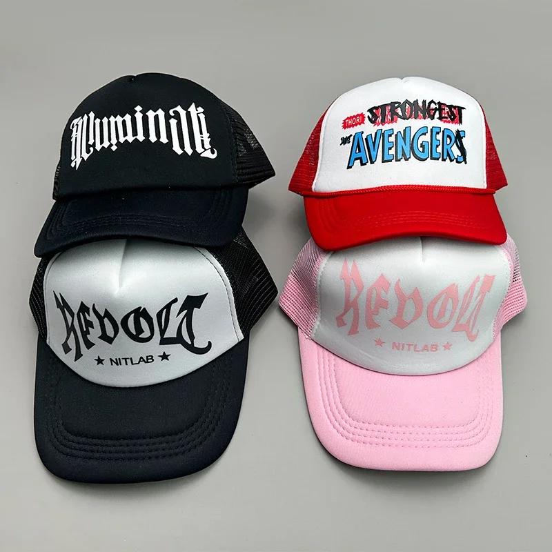Neue coole Street Hip Hop Buchstaben bunte Netz-Baseballkappen für Männer und Frauen, Baumwolle, Sommer, verstellbar, atmungsaktiv, Snapback Sportkappen