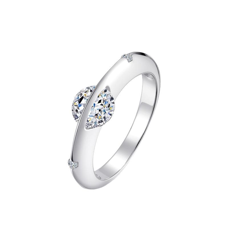 

S925 sterling silver moissanite women s niche design shining universe star ball revolving ring platinum high-end jewelry gift Us number 6