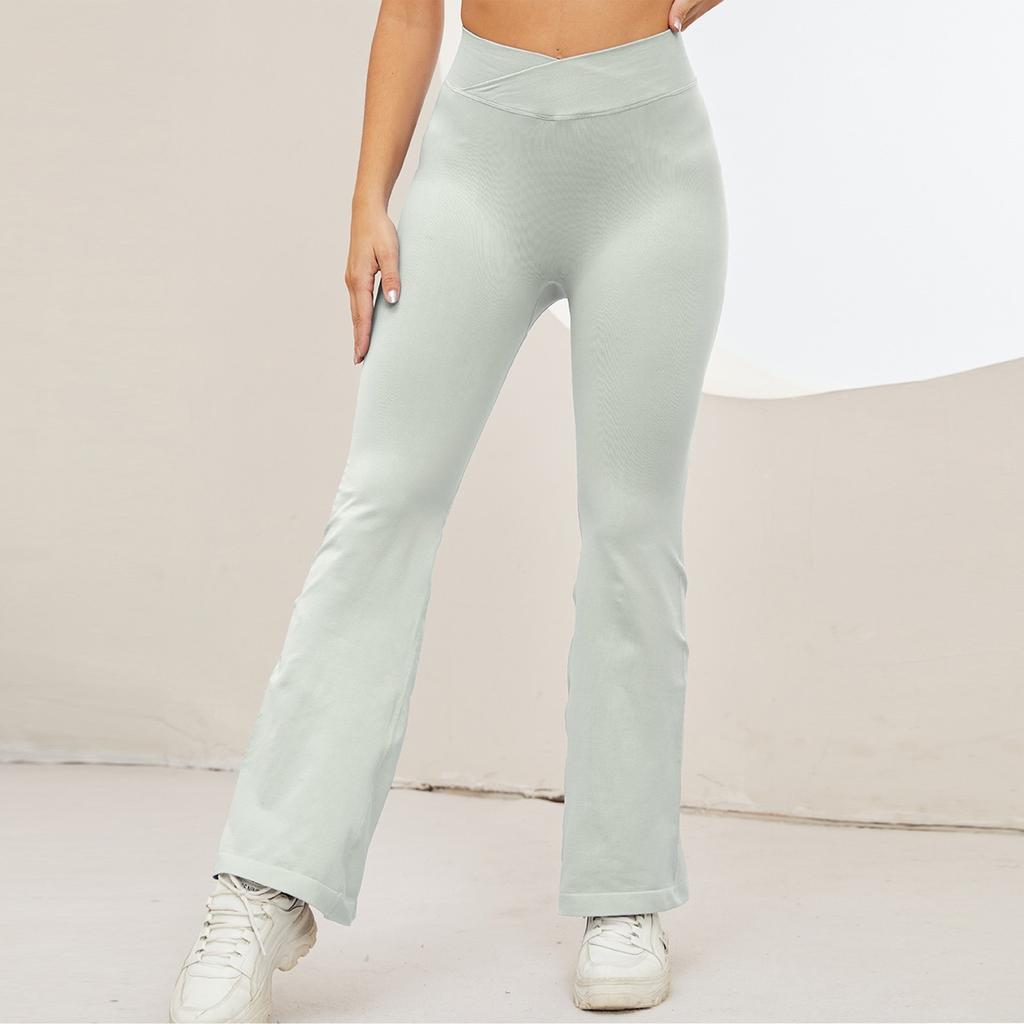 Women's Flared Cross Waist Tummy Tucking Hip Lifting Fitness Running Sports Casual Yoga Pants