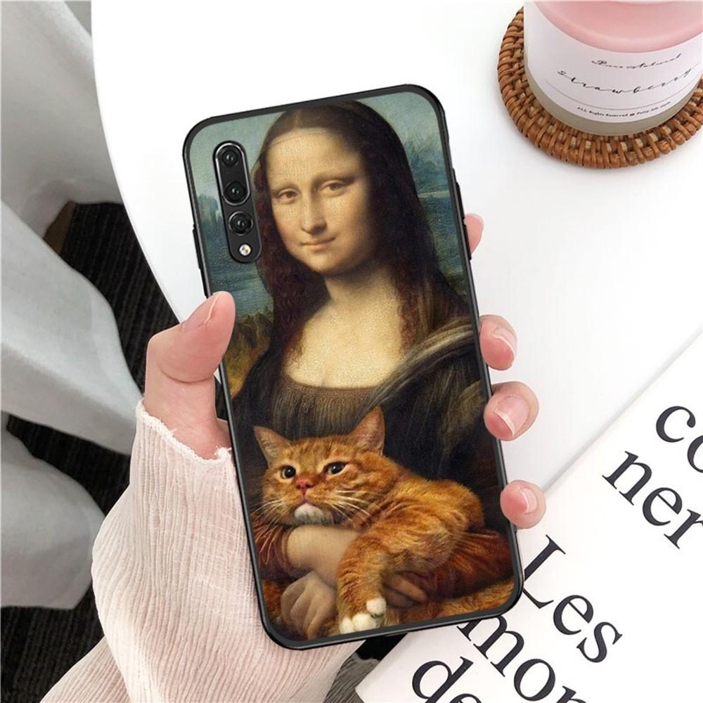 Van Gogh Mona Lisa Fun Cat Art Phone Case For Huawei P 8 9 10 20 30 40 50 Pro Lite Psmart Honor 10 Lite 70 Mate 20lite