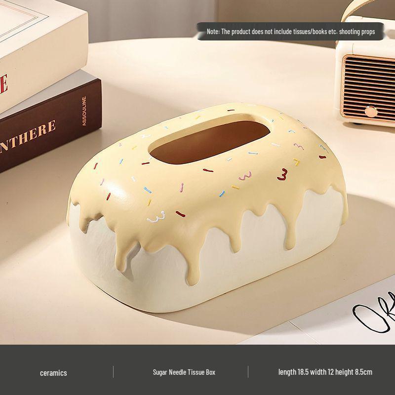 Creamy Ceramic Tissue Box for Living Room