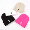 Cool Hat Exquisite Cross Embroidery Unisex Warm No Brim Knitted Hatsbeanie