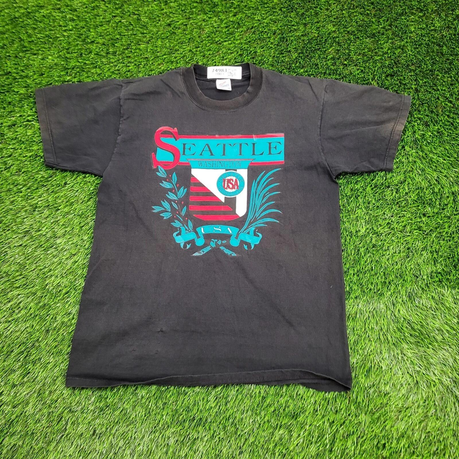 

Vintage 90s Seattle Shirt Medium 19x26 Black XL