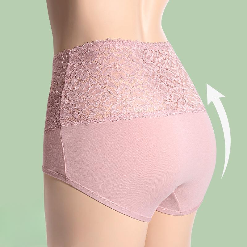 Sexy Spitze High Waist Unterwäsche Graphen Zwickel Antibakteriell Bauchweg Taillenformend Hüftliftend Übergröße Dreiecksslips für Damen