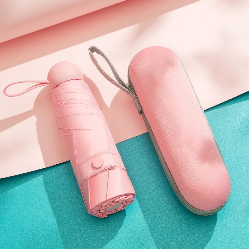 

10 цветов, высокое качество, зонтик с 8 костями, женский пятискладной зонт от дождя и солнца, ветрозащитный одноцветный зонт None