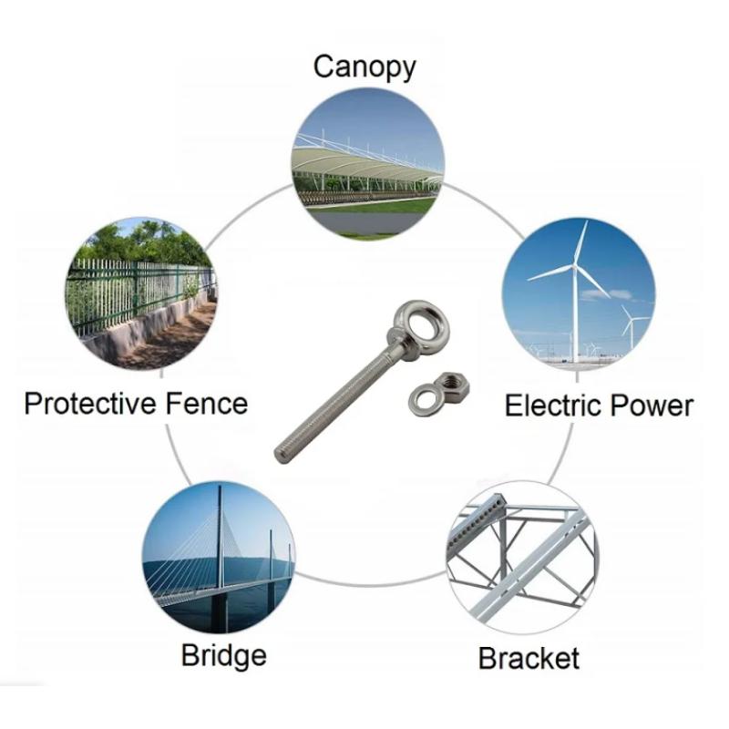 1PCS/5PCS 316 Stainless Steel Long Lifting Eye Bolt Eyebolts With Nuts & Washers Set Boats Screw M6*60 M8*80 M10*100