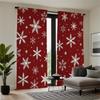 2-piece set of high-definition digital printed curtainred background with white snowflakes curtain rod pocket styleHome decorati