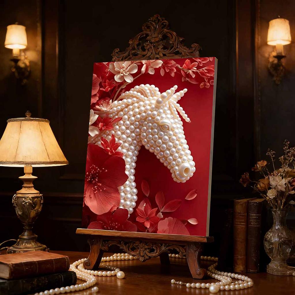 Set Pittura Perle Fai-da-te Modello Cavallo Bianco Decorazione Casa Diamanti Adesivi Fatti a Mano Tela Creativa Pittura Perle Artigianato Regalo Perfetto