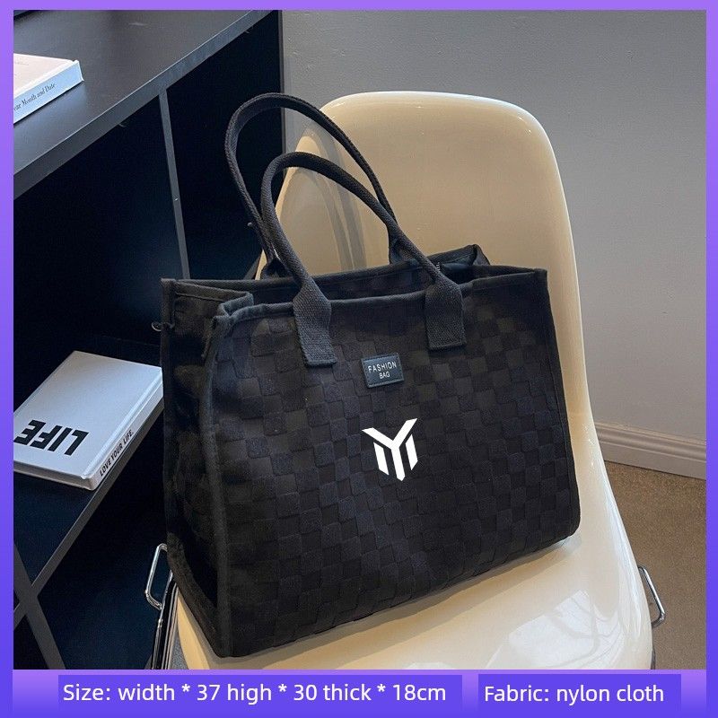 

Nyck Joint Name Trendy Brand Shoulder Bag Large Capacity Canvas Commuter Bag Women s Fashion Tote Mummy Satchel Shopping Bag 1095-Black Upgrade