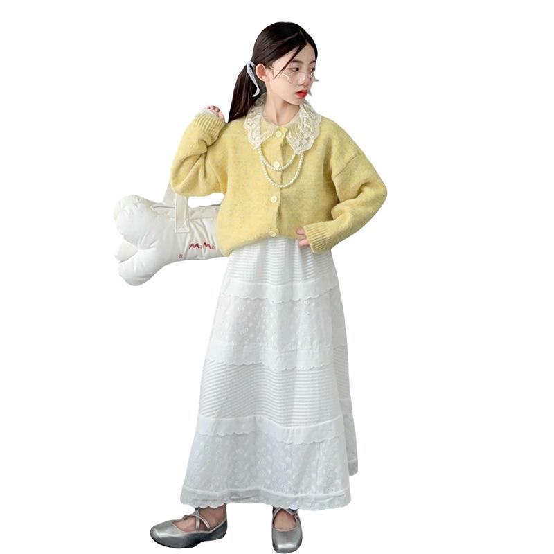 Herbst 2025 Mädchen Modischer Pullovermantel im koreanischen Stil - Stilvolles Outfit für große Kinder