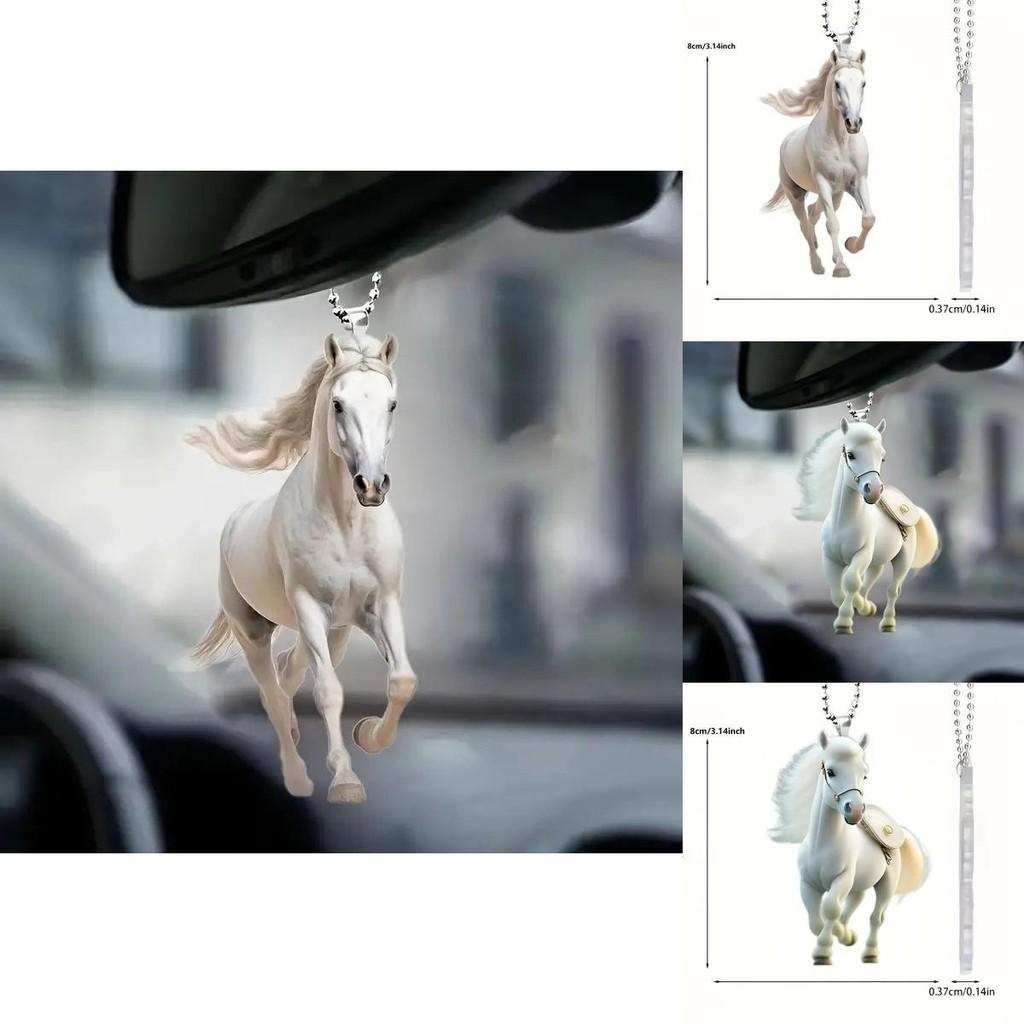 Acrylic White Beautiful Horse Car Ornament Trendy Decoration For Car Design Interior