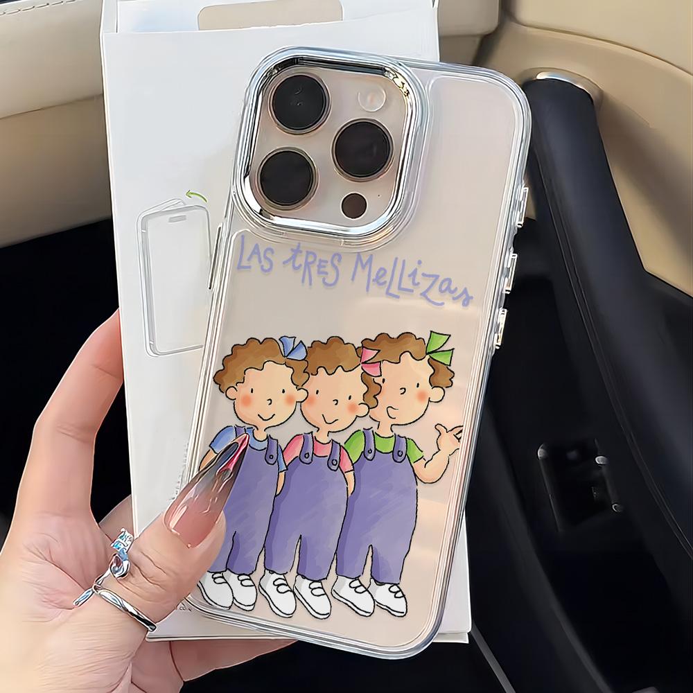 Cartoon Triplets Phone Case For IPhone 17 16e 16 15 14 13 12 11 Mini Pro Max X XR XSMAX 8 7 Air Plus Transparent Soft Cover