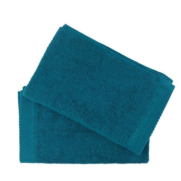 Lot de 2 serviettes invité "Soft" 30 x 50 cm 100% Coton Peigné / 600 gr/m² - Soft Pétrole
