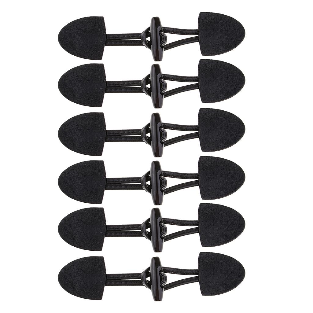 6 Pairs Classical Black Leather Horn Toggle Buttons Closures Coat Jacket Duffle Sweater Sewing Fasteners For Overcoat