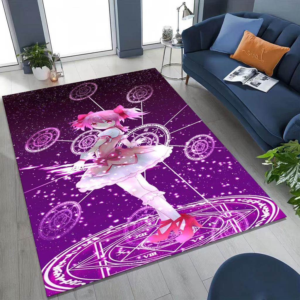 Cartoon Puella Magi Madoka Magica Girl Anime Rug for Bedroom Living Room Sofa Home Doormat Decor,Large Kids Non-slip Floor Mat