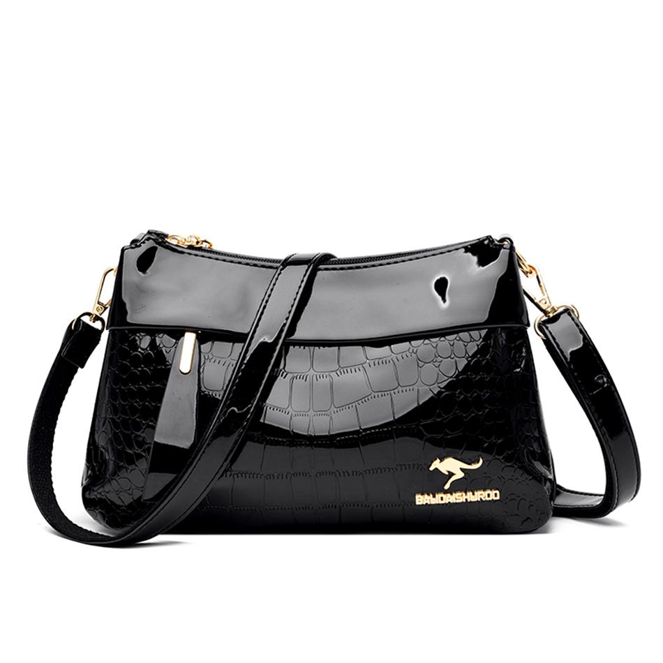 3 Layers Women Handbag Purses Luxury Designer Patent Leather Shoulder Messenger Bags for Female Vintage Crocodile Summer Sac