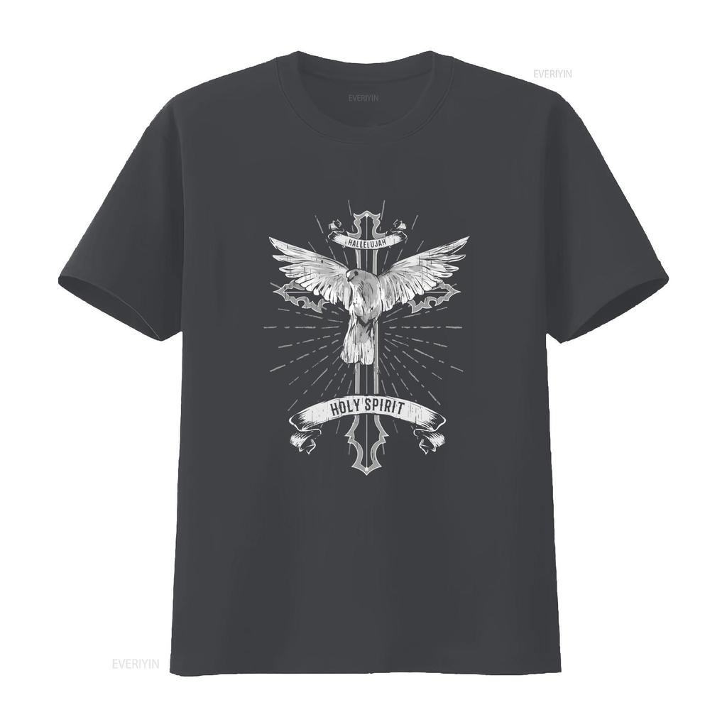 Gothic Christian Holy Spirit Dove Cross Print Casual Streetwear T Shirt Vintage Washed Breathable Stylish Designer Clothes