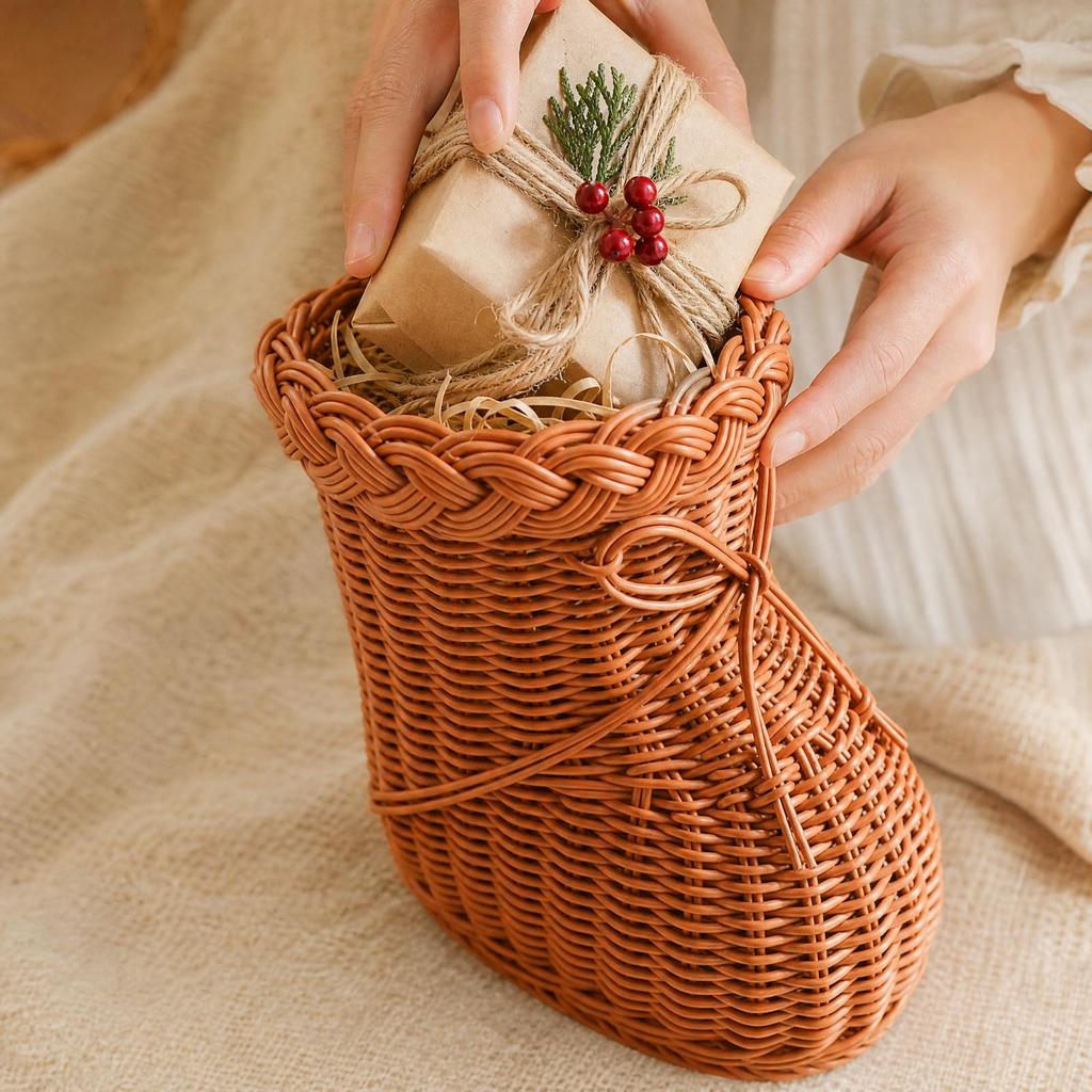 Boot Storage Basket with Woven Tie Detail Small for Christmas Gifts