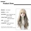 7jhh Wigs Long Wavy Curly Omber Gray White Hair Highlights Synthetic Blend Wigs With Fluffy Bangs For Women's Daily Wear Wigs
