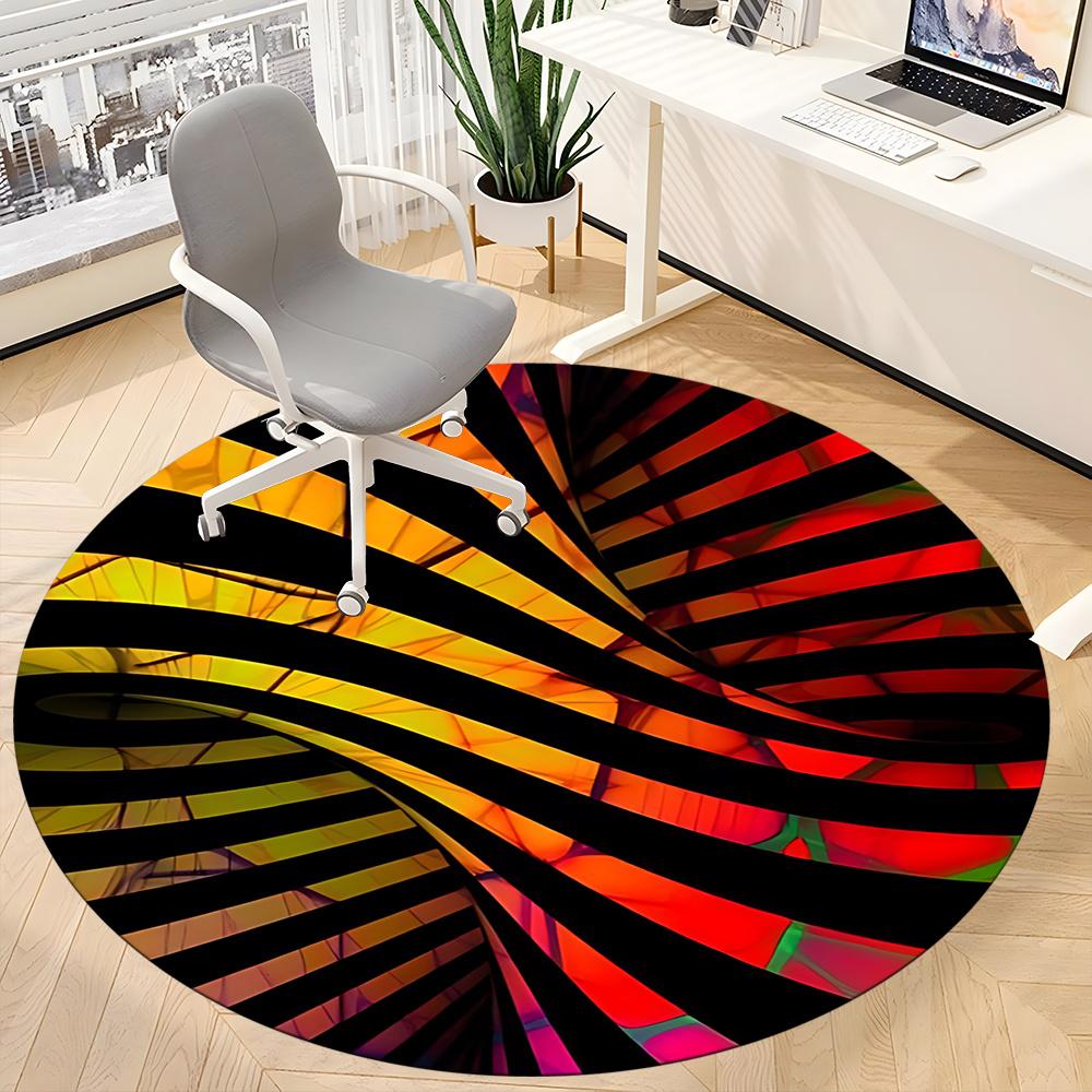 1pc Spiral Abstract Office Round Area Rug, Indoor Mat Suitable ForOffice, Under Office Chairs Bedroom Living Room Home Decor, Room Deco q078