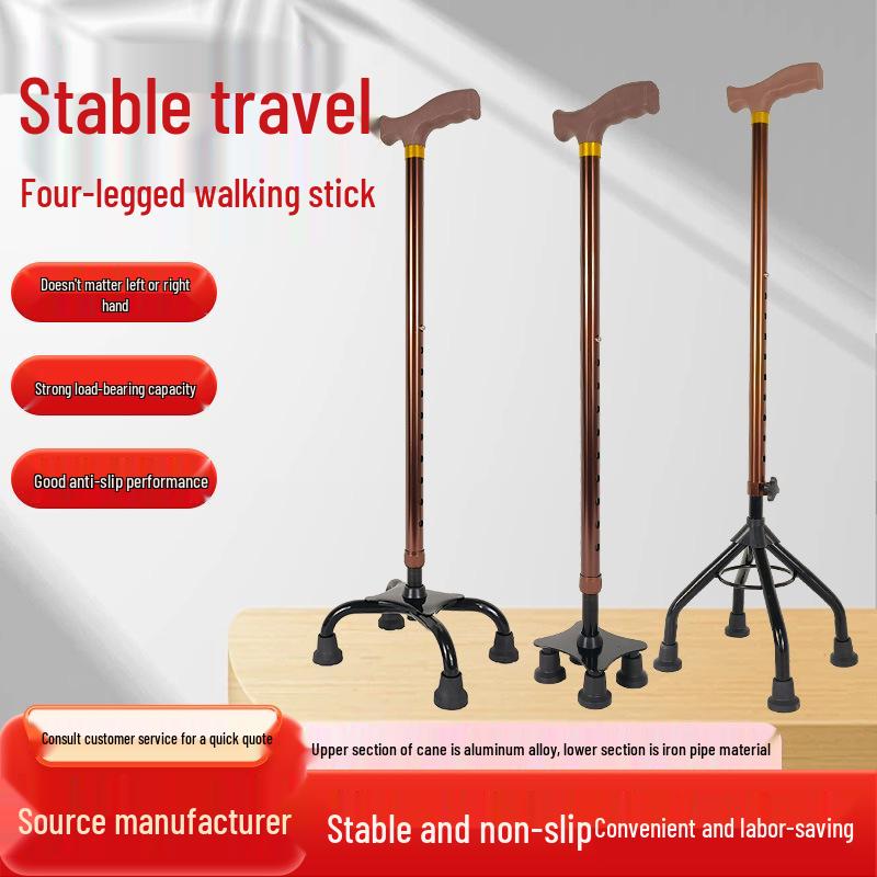 Adjustable Multi-Leg Anti-Slip Cane with LED Light for Seniors