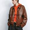 Spring New Women's Clothing French Retro Textured Poly Urethane Leather Fashion Pilot Jacket Outwear 4391859