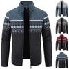 Men's Korean Cross-Border Jacquard Slim Stand Collar Cardigan Sweater