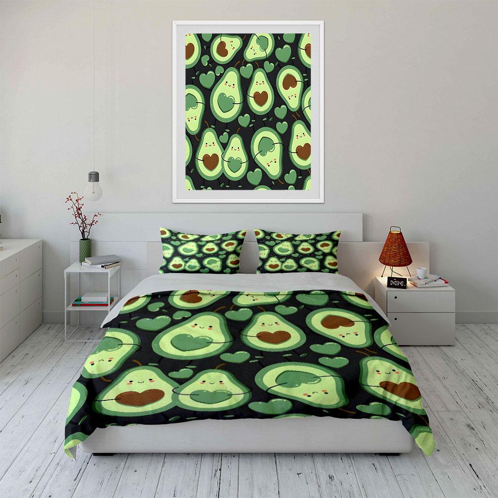Avocado-Themed Cozy Three-Piece Set  Kid'S And Adults' Bedroom Decor, Exquisite Three-Piece Bedding Set Gift