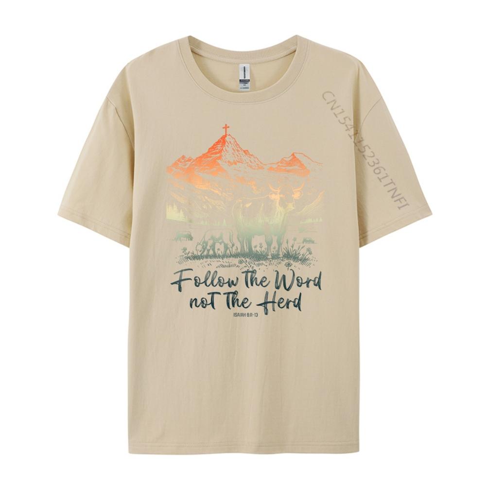 Follow The Word Not The Herd Isaiah Christian Jesus Camisas Basicas Hombre New Year Aesthetic T-shirt