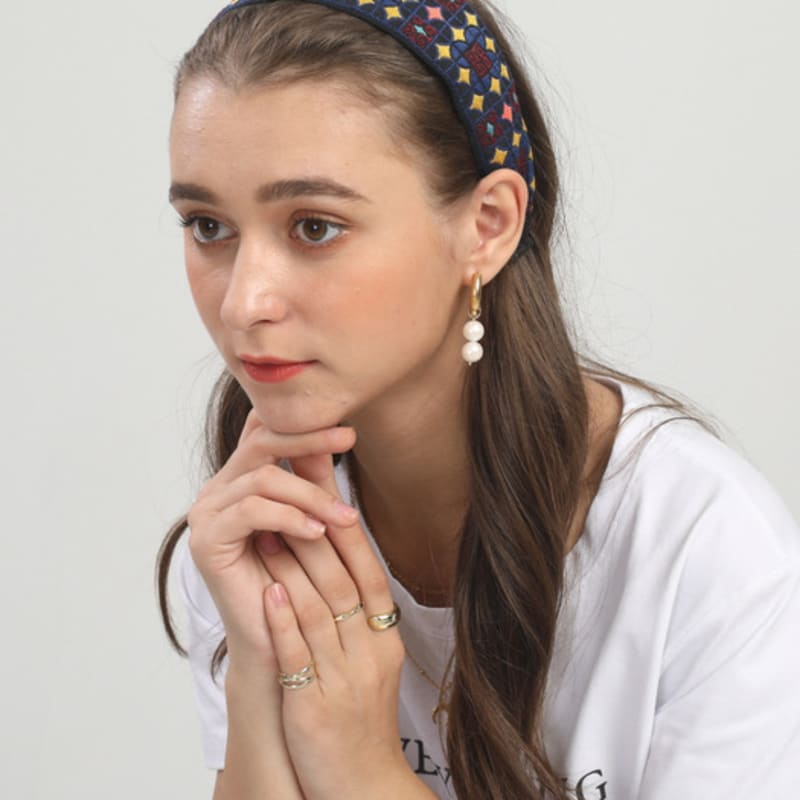LALA Ethnic Lattice Hairband P-BLACKBLUE