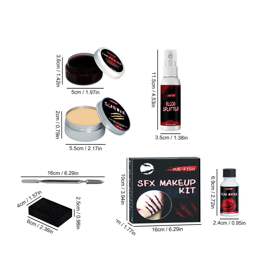 Halloween Makeup Kit Halloween Horror Makeup Set Horror Makeup Wax Blood Gel Scar Water Fake Blood