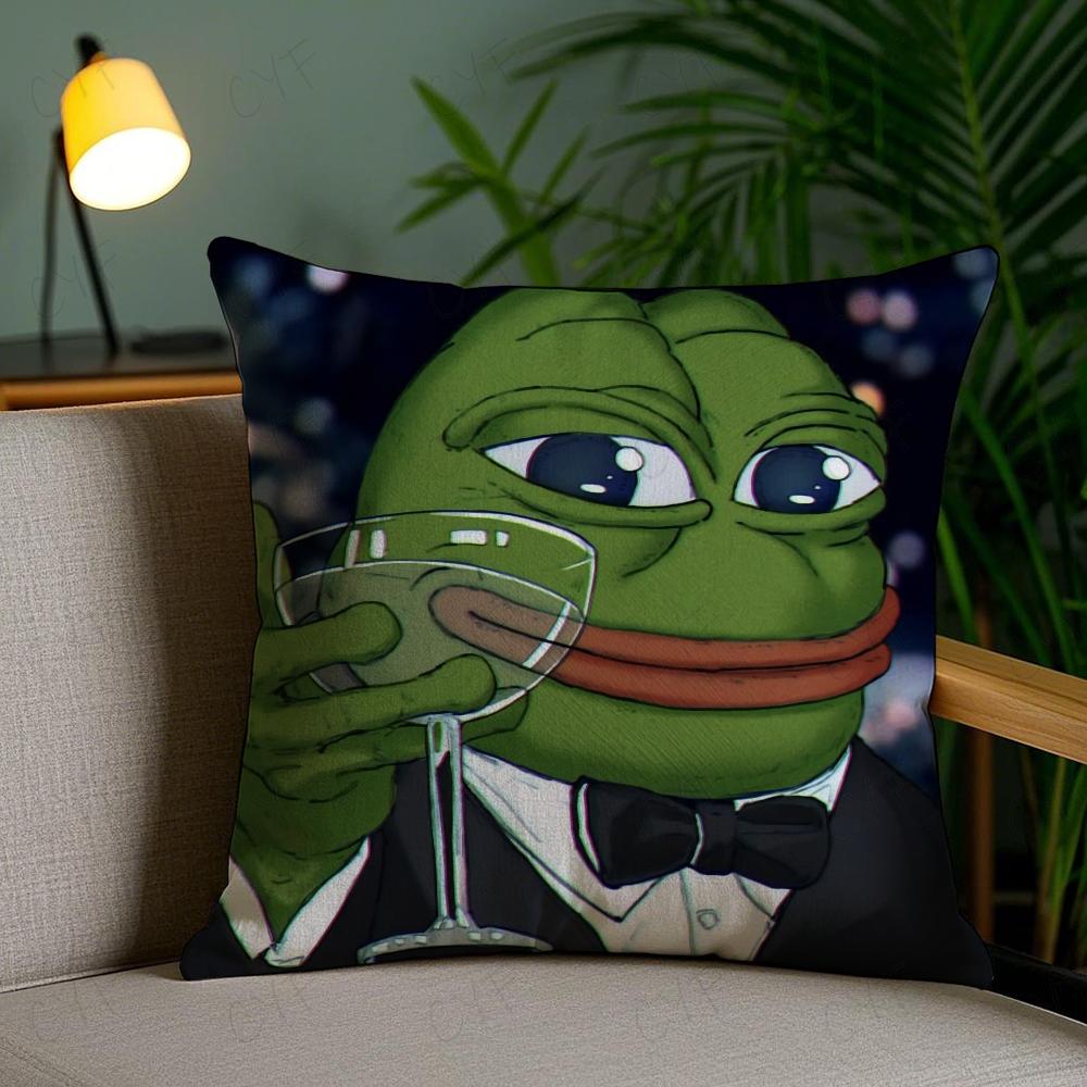 Sad Frog P-Pepe Pillow Case Anti-dustmite Pillowcase Invisible Zipper Silky Short Plush Sofa Cushion Cover