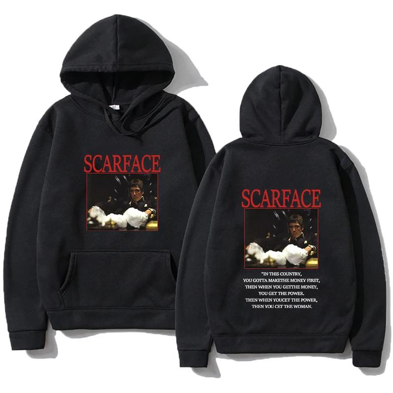 Jaren 90 Klassieke Film Scarface Tony Montana Heren Hoodie Heren Dames Hip Hop Vintage Lange Mouw Sweatshirt Losse Pullover Streetwear