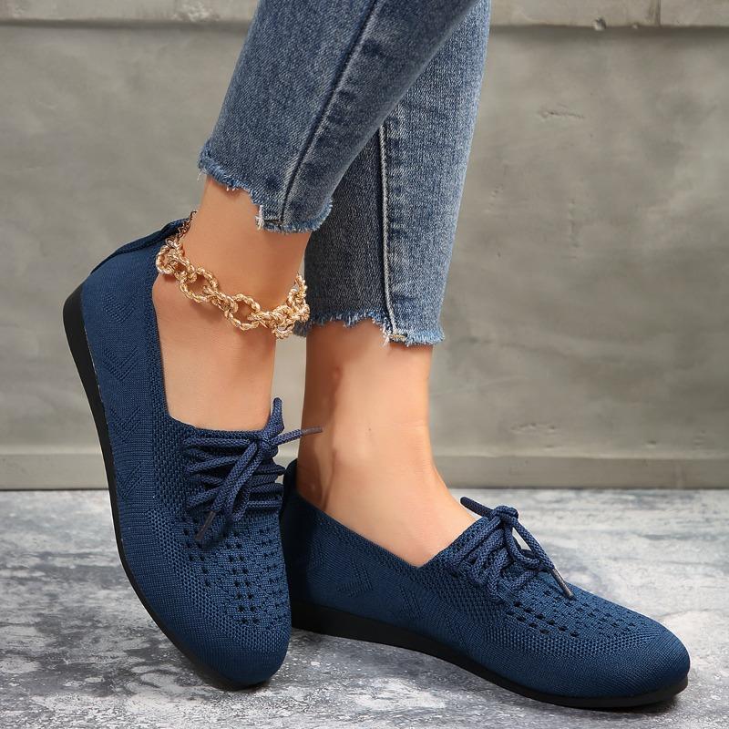 2024 Womens Spring New Simple Solid Color Fashion Lace Up Women's Shoes Outdoor Casual Flat Bottom Anti Slip Women's Shoes Large