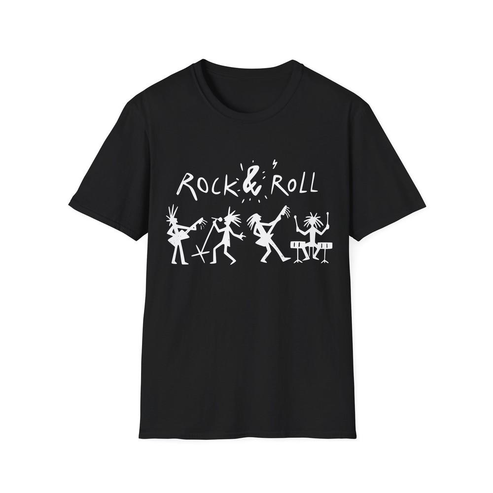 Hand Drawn Rock'N'Roll Band Unisex Softstyle T-Shirt, Music Fan Tee